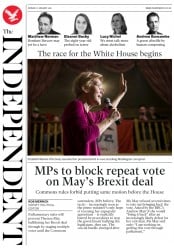 The Independent (UK) Newspaper Front Page for 7 January 2019