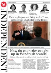 The Independent (UK) Newspaper Front Page for 8 November 2018