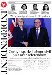 The Independent (UK) Newspaper Front Page for 8 February 2019