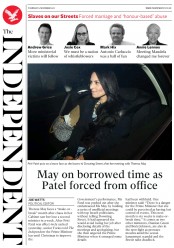 The Independent (UK) Newspaper Front Page for 9 November 2017