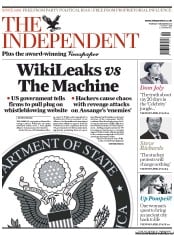 The Independent (UK) Newspaper Front Page for 9 December 2010