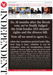 The Independent (UK) Newspaper Front Page for 9 December 2017