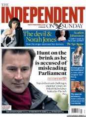 The Independent on Sunday (UK) Newspaper Front Page for 29 April 2012