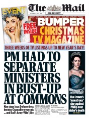 The Mail on Sunday (UK) Newspaper Front Page for 10 December 2017