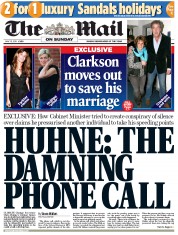 The Mail on Sunday Newspaper Front Page (UK) for 15 May 2011