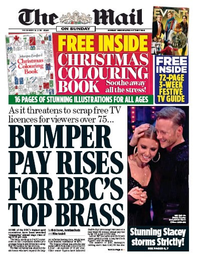 The Mail on Sunday Newspaper Front Page (UK) for 16 December 2018