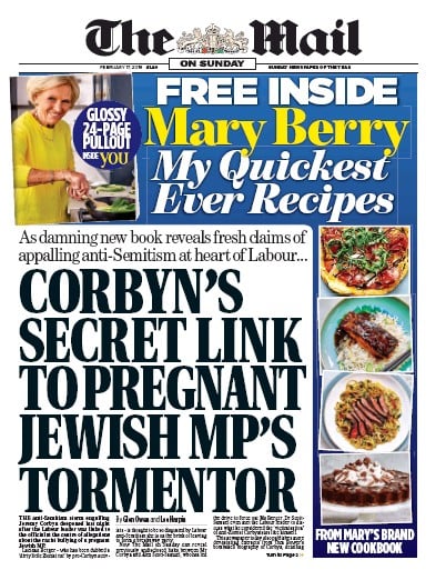 The Mail on Sunday Newspaper Front Page (UK) for 17 February 2019