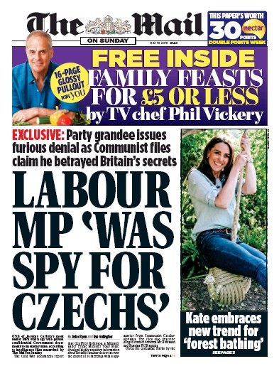 The Mail on Sunday Newspaper Front Page (UK) for 19 May 2019