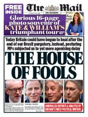 The Mail on Sunday (UK) Newspaper Front Page for 20 October 2019