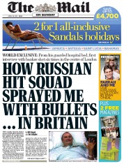 The Mail on Sunday (UK) Newspaper Front Page for 29 April 2012