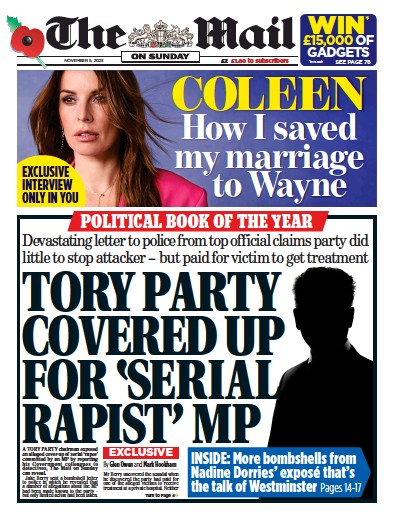 The Mail on Sunday Newspaper Front Page (UK) for 5 November 2023