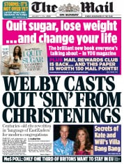 The Mail on Sunday Newspaper Front Page (UK) for 5 January 2014