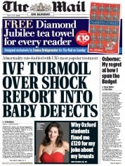 The Mail on Sunday (UK) Newspaper Front Page for 6 May 2012