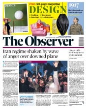 The Observer (UK) Newspaper Front Page for 12 January 2020