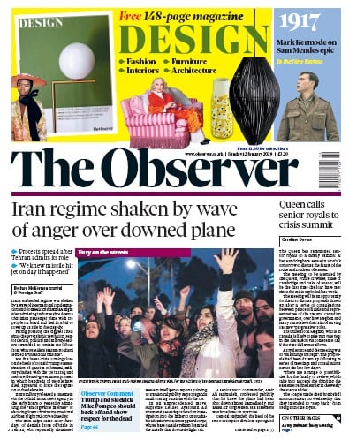 The Observer Newspaper Front Page (UK) for 12 January 2020