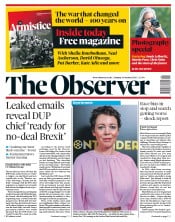 The Observer (UK) Newspaper Front Page for 14 October 2018
