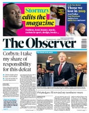 The Observer (UK) Newspaper Front Page for 15 December 2019