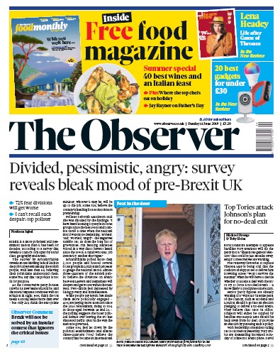 The Observer Newspaper Front Page (UK) for 16 June 2019