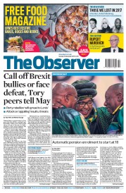 The Observer (UK) Newspaper Front Page for 17 December 2017