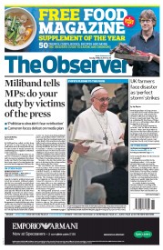 The Observer Newspaper Front Page (UK) for 17 March 2013