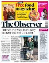 The Observer (UK) Newspaper Front Page for 18 November 2018