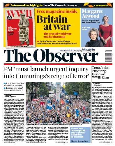 The Observer Newspaper Front Page (UK) for 1 September 2019