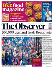 The Observer (UK) Newspaper Front Page for 21 October 2018