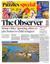 The Observer (UK) Newspaper Front Page for 22 December 2019