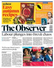 The Observer (UK) Newspaper Front Page for 22 September 2019