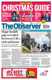 The Observer (UK) Newspaper Front Page for 24 December 2017