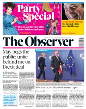 The Observer (UK) Newspaper Front Page for 25 November 2018