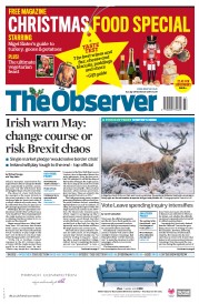 The Observer (UK) Newspaper Front Page for 26 November 2017
