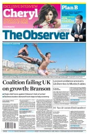 The Observer (UK) Newspaper Front Page for 27 May 2012