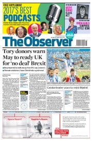 The Observer (UK) Newspaper Front Page for 29 October 2017