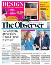 The Observer (UK) Newspaper Front Page for 29 September 2019