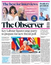 The Observer (UK) Newspaper Front Page for 2 December 2018
