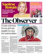 The Observer (UK) Newspaper Front Page for 30 December 2018