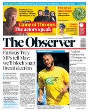 The Observer (UK) Newspaper Front Page for 31 March 2019