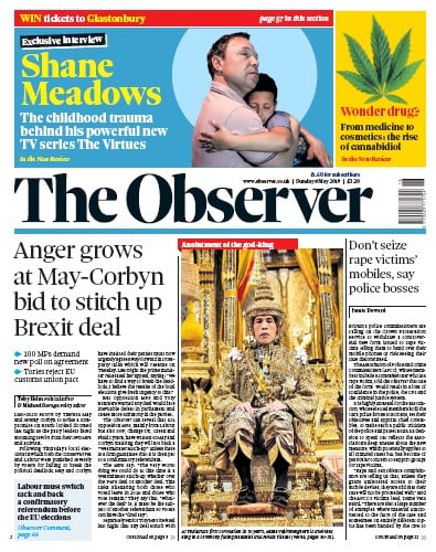 The Observer Newspaper Front Page (UK) for 5 May 2019