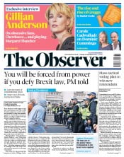 The Observer (UK) Newspaper Front Page for 8 September 2019
