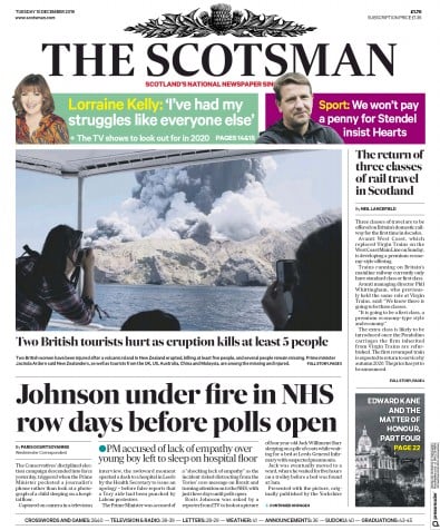 The Scotsman Newspaper Front Page (UK) for 10 December 2019