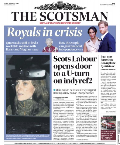 The Scotsman Newspaper Front Page (UK) for 10 January 2020