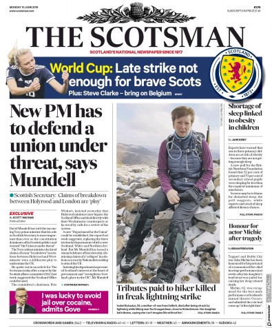 The Scotsman Newspaper Front Page (UK) for 10 June 2019