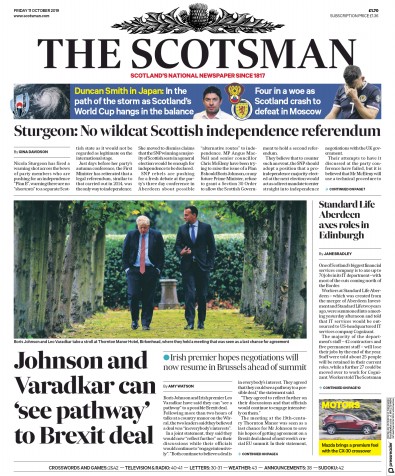 The Scotsman Newspaper Front Page (UK) for 11 October 2019