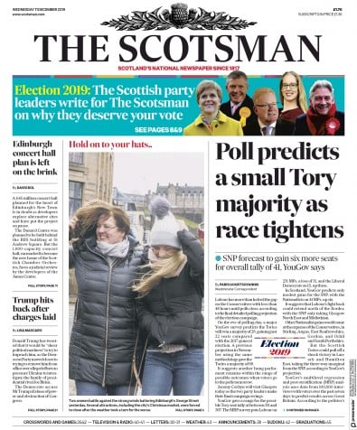 The Scotsman Newspaper Front Page (UK) for 11 December 2019
