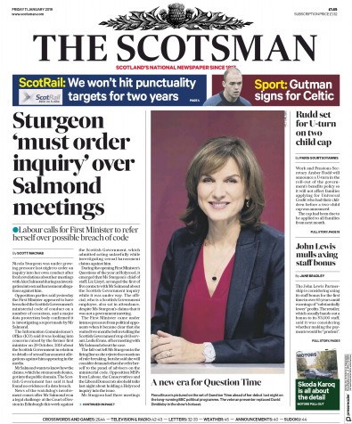 The Scotsman Newspaper Front Page (UK) for 11 January 2019