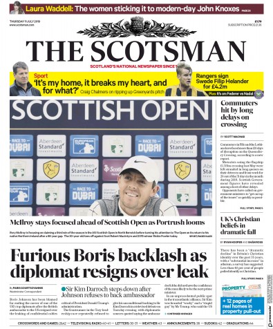 The Scotsman Newspaper Front Page (UK) for 11 July 2019