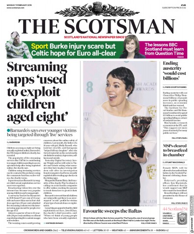 The Scotsman Newspaper Front Page (UK) for 12 February 2019