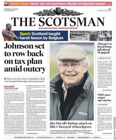 The Scotsman Newspaper Front Page (UK) for 12 June 2019