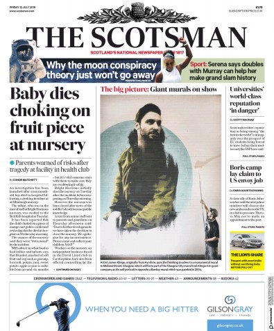The Scotsman Newspaper Front Page (UK) for 12 July 2019